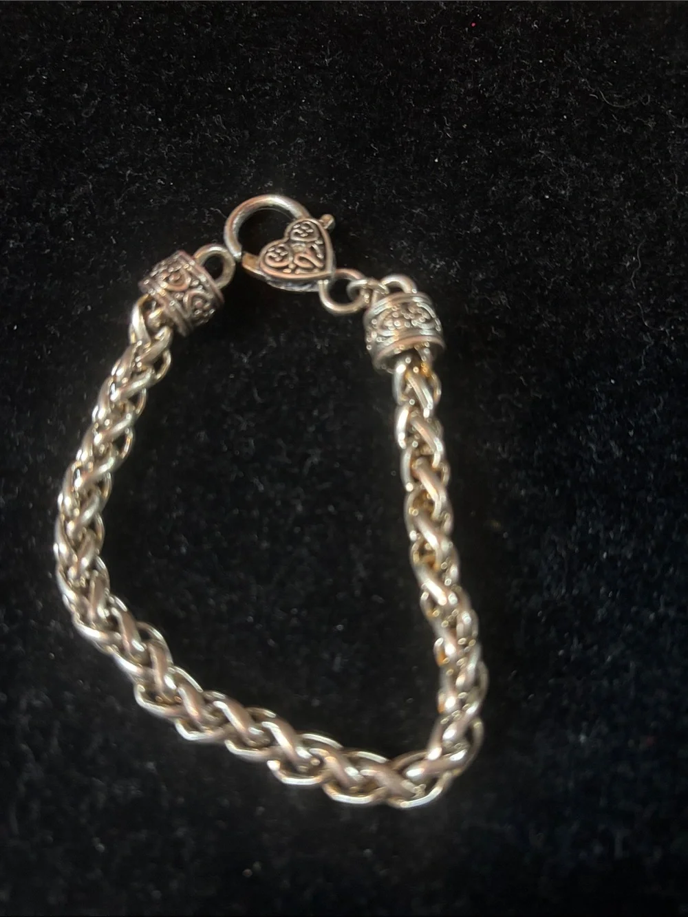 Vintage silver  Braided Heart Bracelet